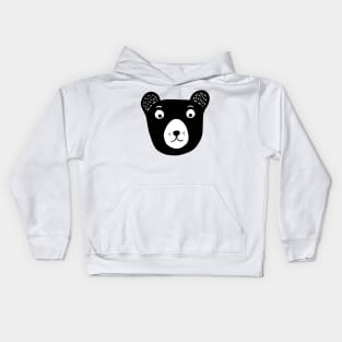 Cute black and white bear illustration Kids Hoodie